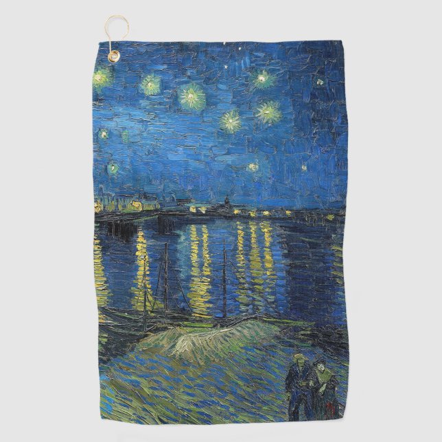 Serviette De Golf Vincent van Gogh - Nuit étoilée sur le Rhône (Devant)
