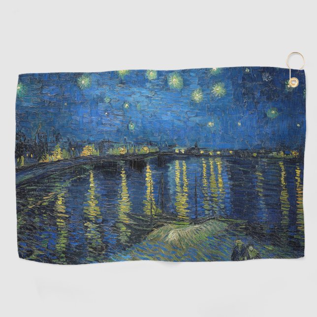 Serviette De Golf Vincent van Gogh - Nuit étoilée sur le Rhône (Horizontal)