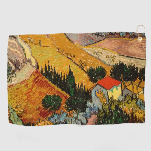 Serviette De Golf Vincent van Gogh - Paysage, Maison et Plowman (Horizontal)