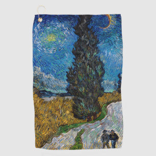 Serviette De Golf Vincent van Gogh - Route avec Cypress et Star