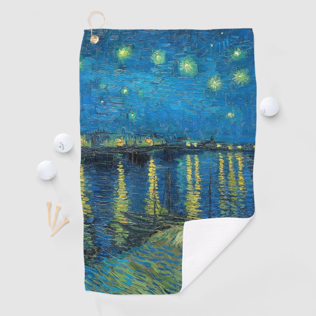 Serviette De Golf Vincent Van Gogh Starry Night Over the Rhone (En situation)
