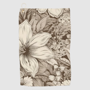 Serviette De Golf Vintage Floral Sepia Motif (3)