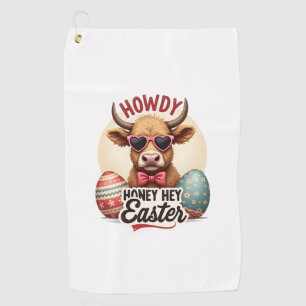 Serviette De Golf Vintage Howdy Chérie Pâques Vache Highland Lapin M