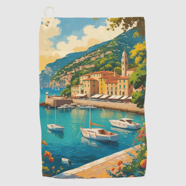 Serviette De Golf Vintage Portofino Genova Italie (Devant)