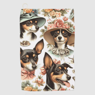 Serviette De Golf Vintage Rat Terrier sans fil