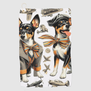 Serviette De Golf Vintage Rat Terrier sans fil
