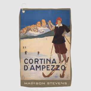 Serviette De Golf Vintage voyage italien nommé fait sur commande