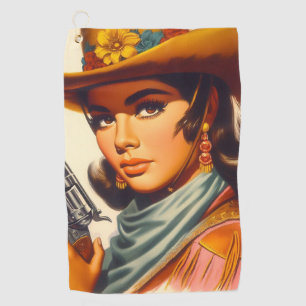 Serviette De Golf Vintage Western Pin-up