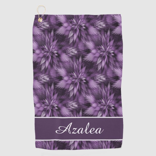 Serviette de golf violette décorative Floral Wavy (Devant)