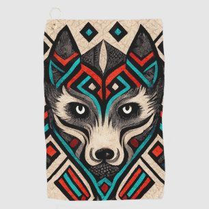 Serviette De Golf Visage de loup aztèque
