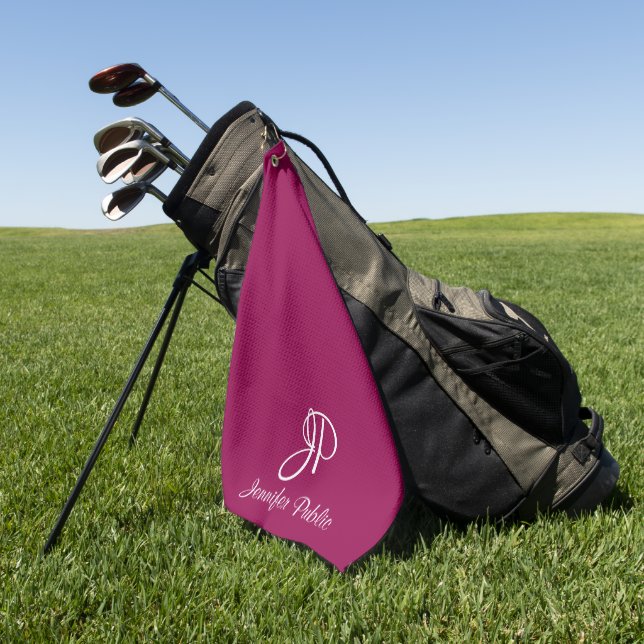 Serviette De Golf Viva Magenta Typographie Personnalisée Nom du mono (Vert)