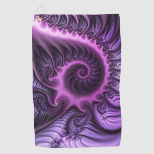 Serviette De Golf Vivid Cool Abstrait rose violet Fractal Art Spiral