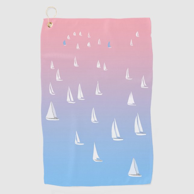 Serviette De Golf Voiliers de course en haute mer (Devant)