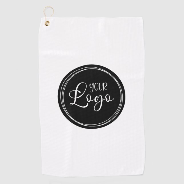 Serviette De Golf Votre logo d'entreprise sur Black Circle (Devant)