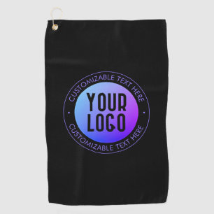Serviette De Golf Votre logo & moderne bleu & violet Ombre dégradant