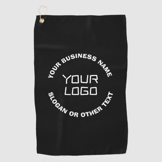 Serviette De Golf Votre logo ou image et texte modifiable | Noir & B (Devant)