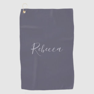 Serviette De Golf Votre nom   Élégant script de lavande sur le viole