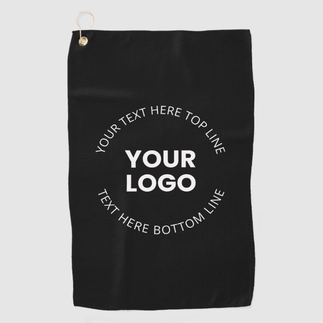 Serviette De Golf Votre propre logo et texte circulaire modifiable (Devant)
