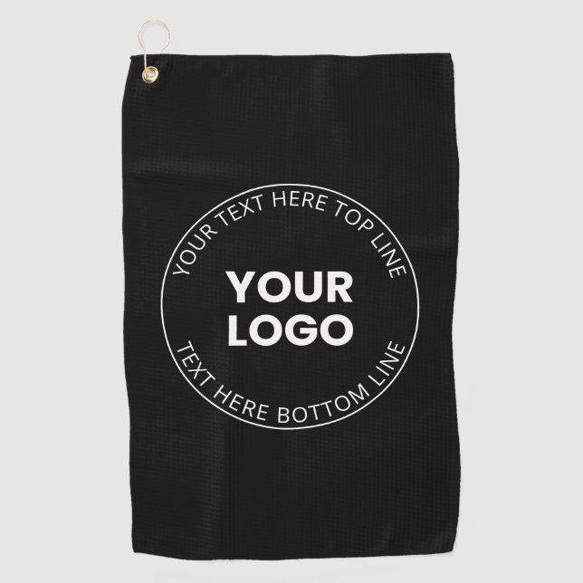 Serviette De Golf Votre propre logo et texte circulaire modifiable (Devant)