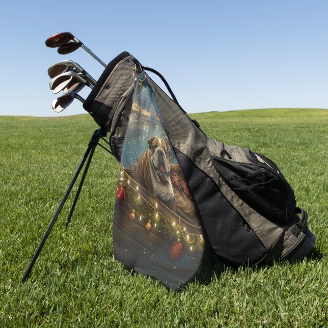 Serviette De Golf Voyage du festival de Noël de Bulldog (Vert)