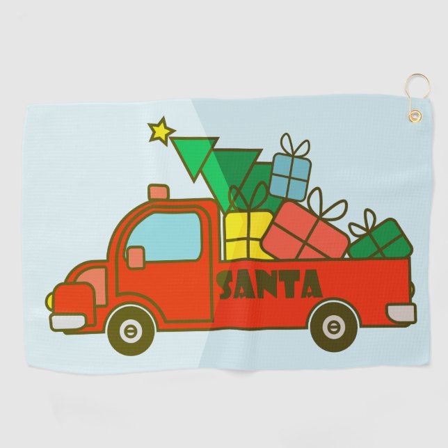 Serviette De Golf Vue latérale du camion père Noël Joyeux Noël (Horizontal)