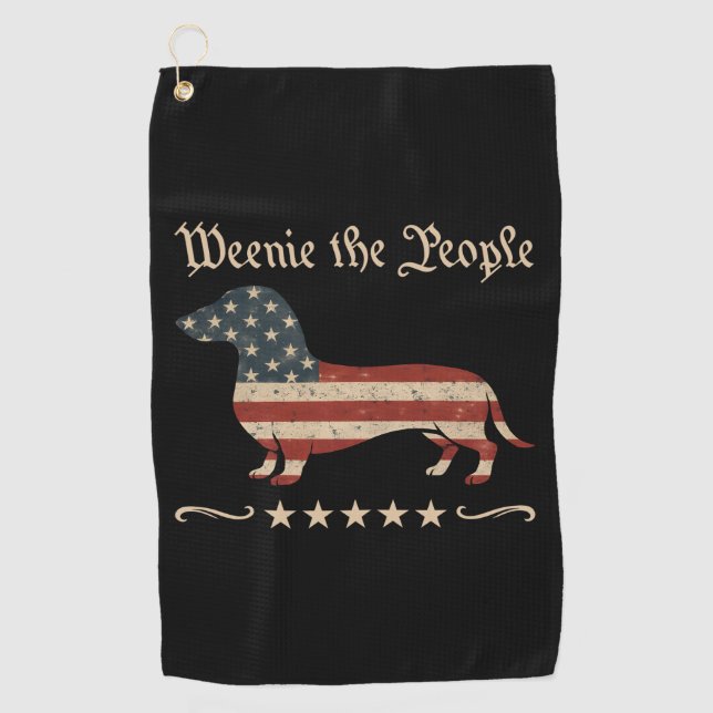 Serviette De Golf Weenie Le Peuple Dachshund 4 juillet (Devant)