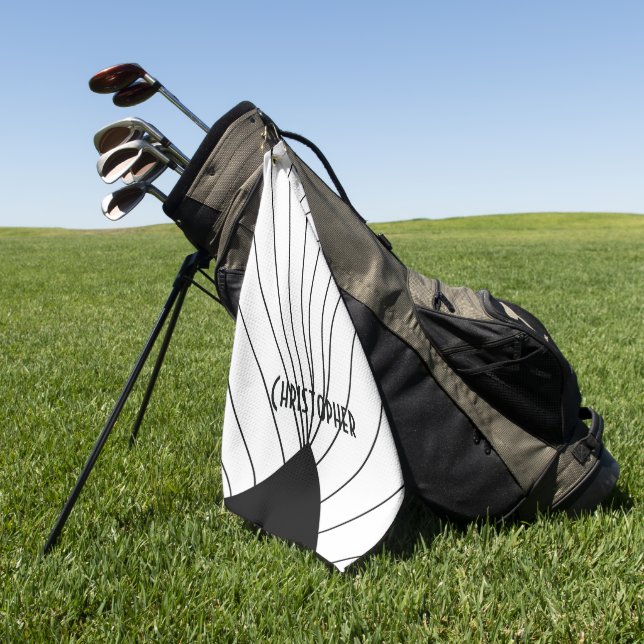 Serviette De Golf White Art Deco Design Personalised (Vert)