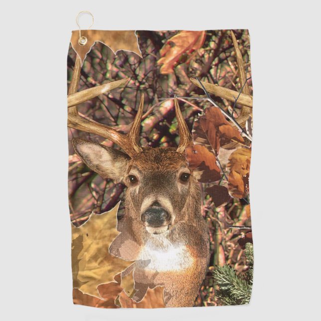 Serviette De Golf White Tail Deer Head Fall Energy Spiré sur un (Devant)