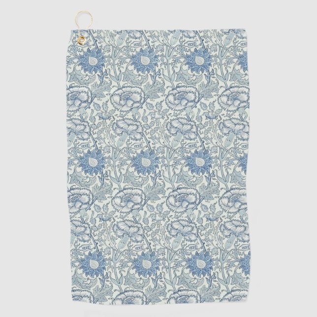 Serviette De Golf William Morris Beau motif floral, bleu, rose (Devant)