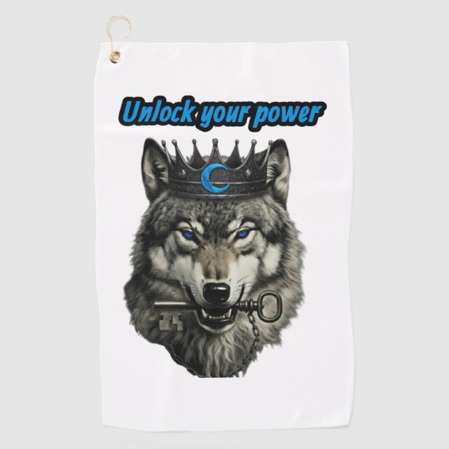 Serviette De Golf wolf king unlock your power (Devant)