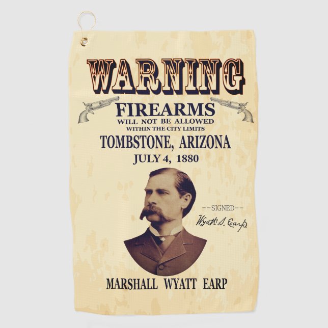 Serviette De Golf Wyatt Earp Marshall 👮 ♂️ Gunfighter Lawman (Devant)