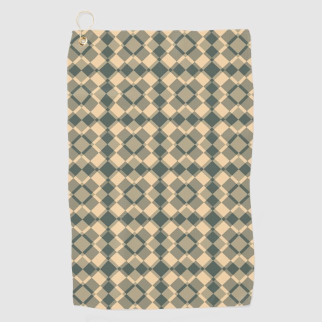 Serviette De Golf Yellow Green Checker Argyle Pattern (Devant)