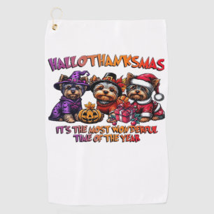 Serviette De Golf Yorkshire Terrier Halloween Thanksgiving Noël