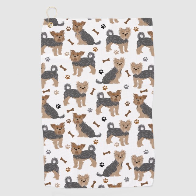 Serviette De Golf Yorkshire Terrier Paws et Bones Yorkie Chien (Devant)
