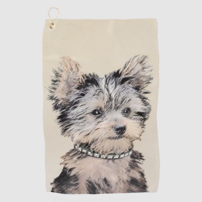 Serviette De Golf Yorkshire Terrier Puppy Peinture Chien original (Devant)