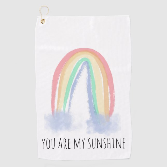 Serviette De Golf You are my sunshine watercolor painted rainbow (Devant)