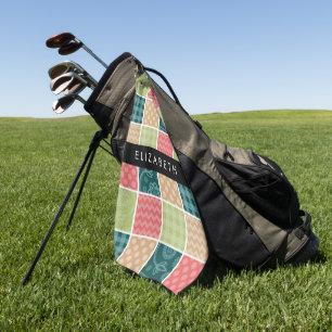 Serviette De Golf Zigzag, Chevron, En vichy, Pois, Votre Nom