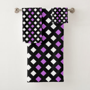 Serviette De La Salle De Bains Noire Rose Plaid