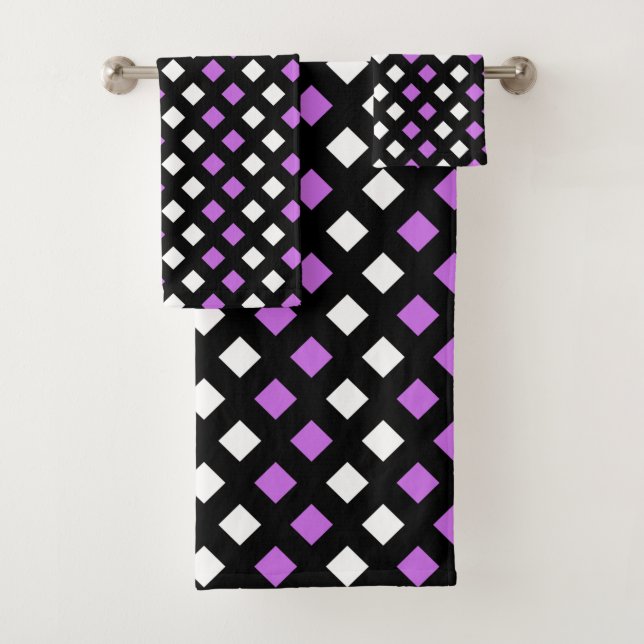 Serviette De La Salle De Bains Noire Rose Plaid (En situation)