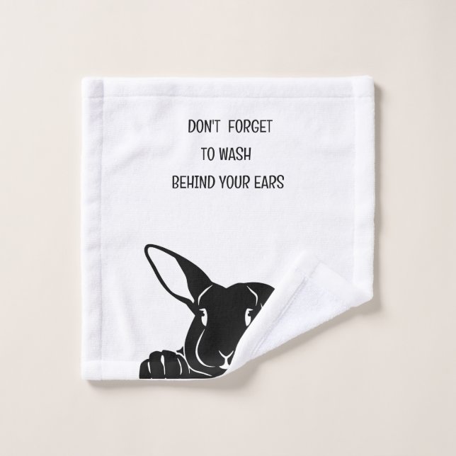 SERVIETTE DE LAVAGE LAPIN SILHOUETTE NOIRE (Gant de toilette)