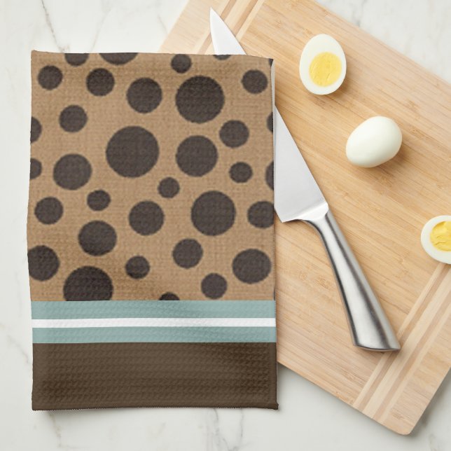 Serviette de main Brown chic de point de polka (Quart Plié)