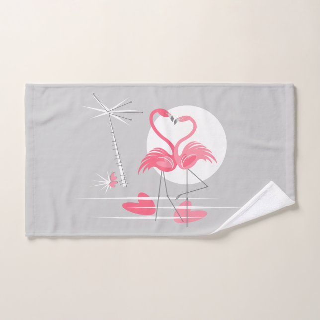 Serviette de main d'amour de Flamant rose (Serviette à main)
