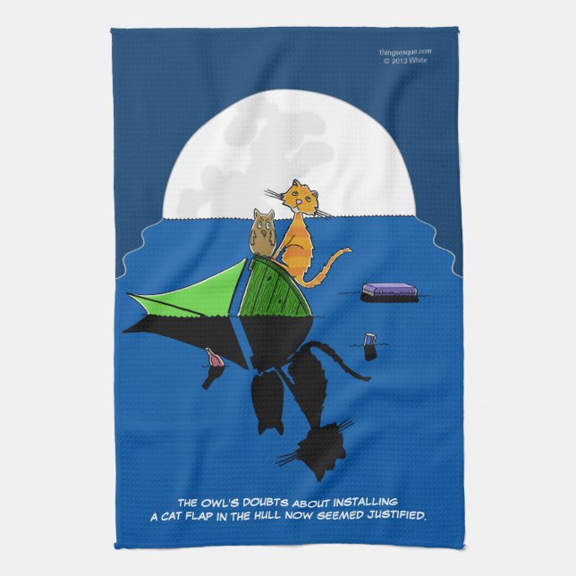 Serviette de main de hibou et de minou (Vertical)