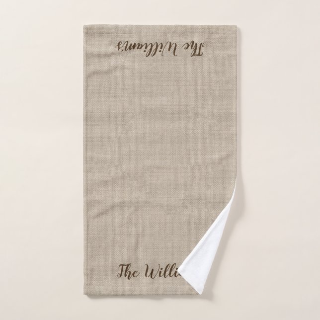 Serviette de main décorée d'un monogramme de toile (Serviette à main)