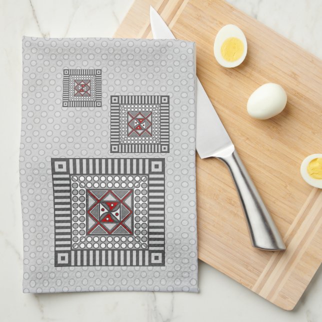 Serviette de main géométrique alternée (Quart Plié)