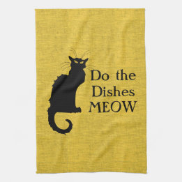 Serviette de main ou de cuisine drôle chat noir et