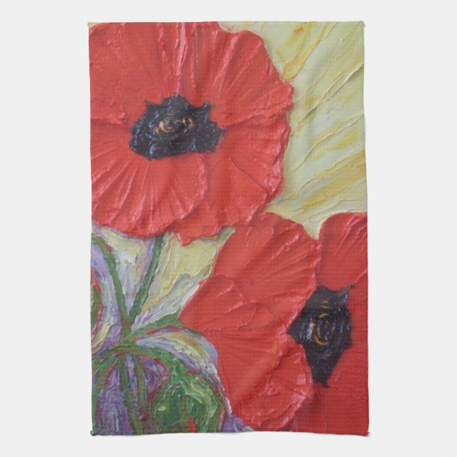 Serviette de main rouge de pavot (Vertical)