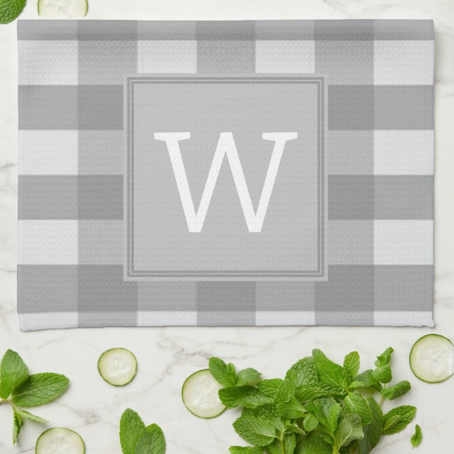 Serviette de monogramme de Buffalo gris (Plié)