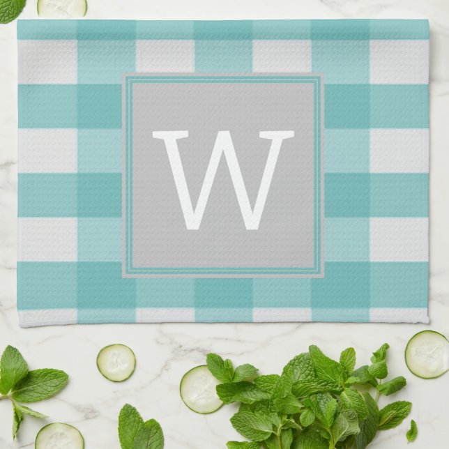 Serviette de monogramme turquoise de Buffalo (Plié)
