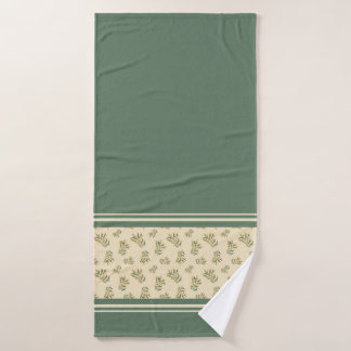 Serviette de Motif botanique verte et dorée
